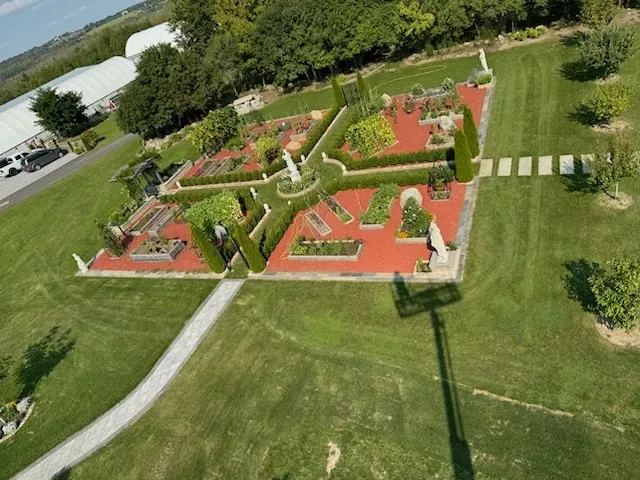 The formal gardens at Bella Estate Gardens from above
