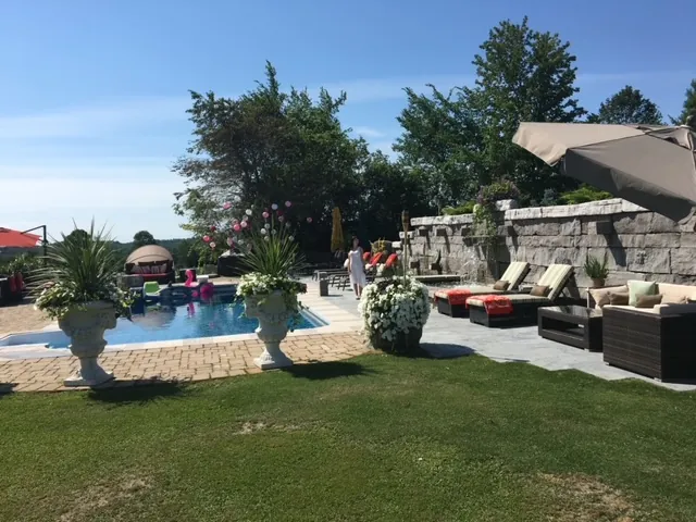 The pool terrace at Bella Estate Gardens